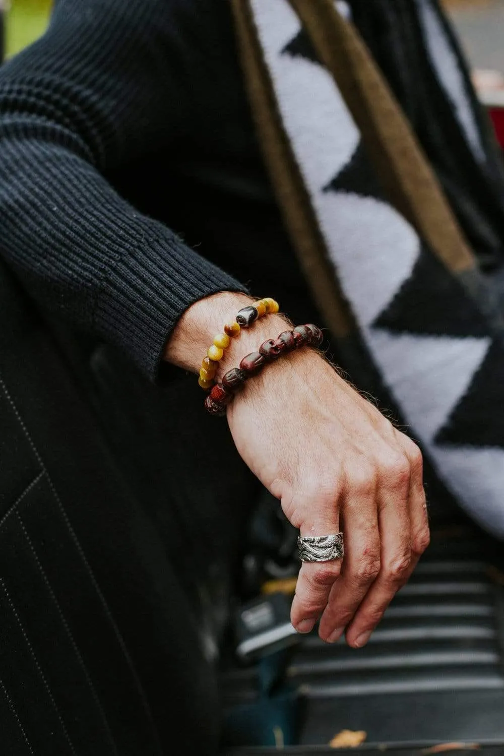 Bold Carved Skulls Bracelet