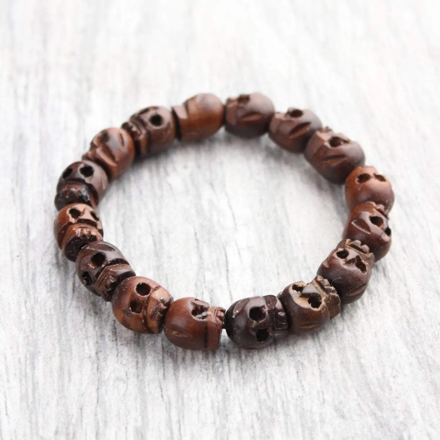 Bold Carved Skulls Bracelet