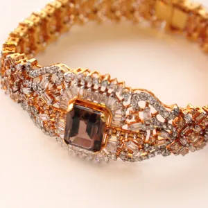 Bracelet in Honey Color Stone and Cubic Zircons