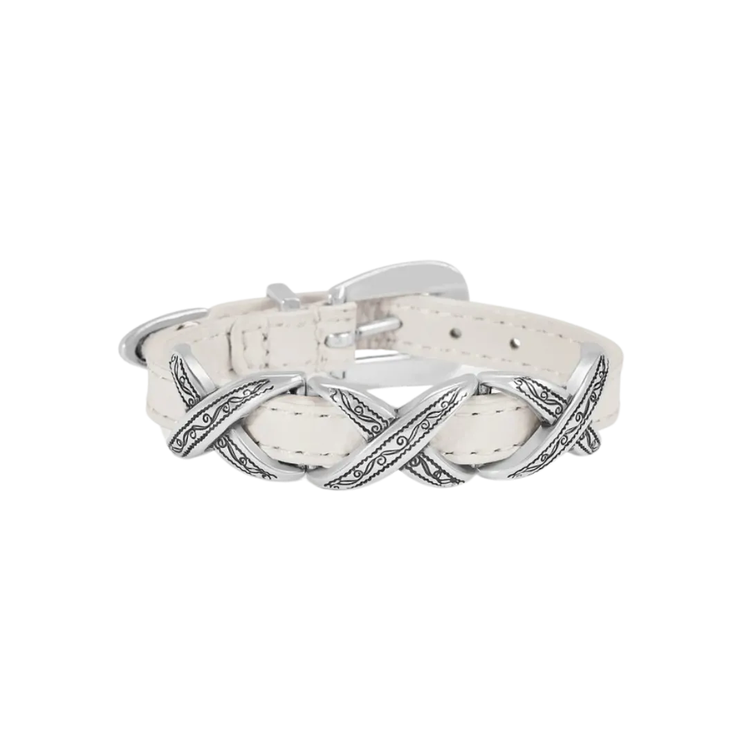 Brighton Women's Kriss Kross Etched Bandit Optic White Bracelet