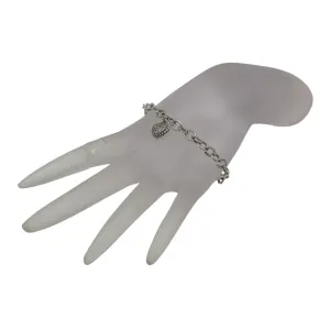 David Yurman Diamond Studded Heart Charm Sterling Silver Bracelet