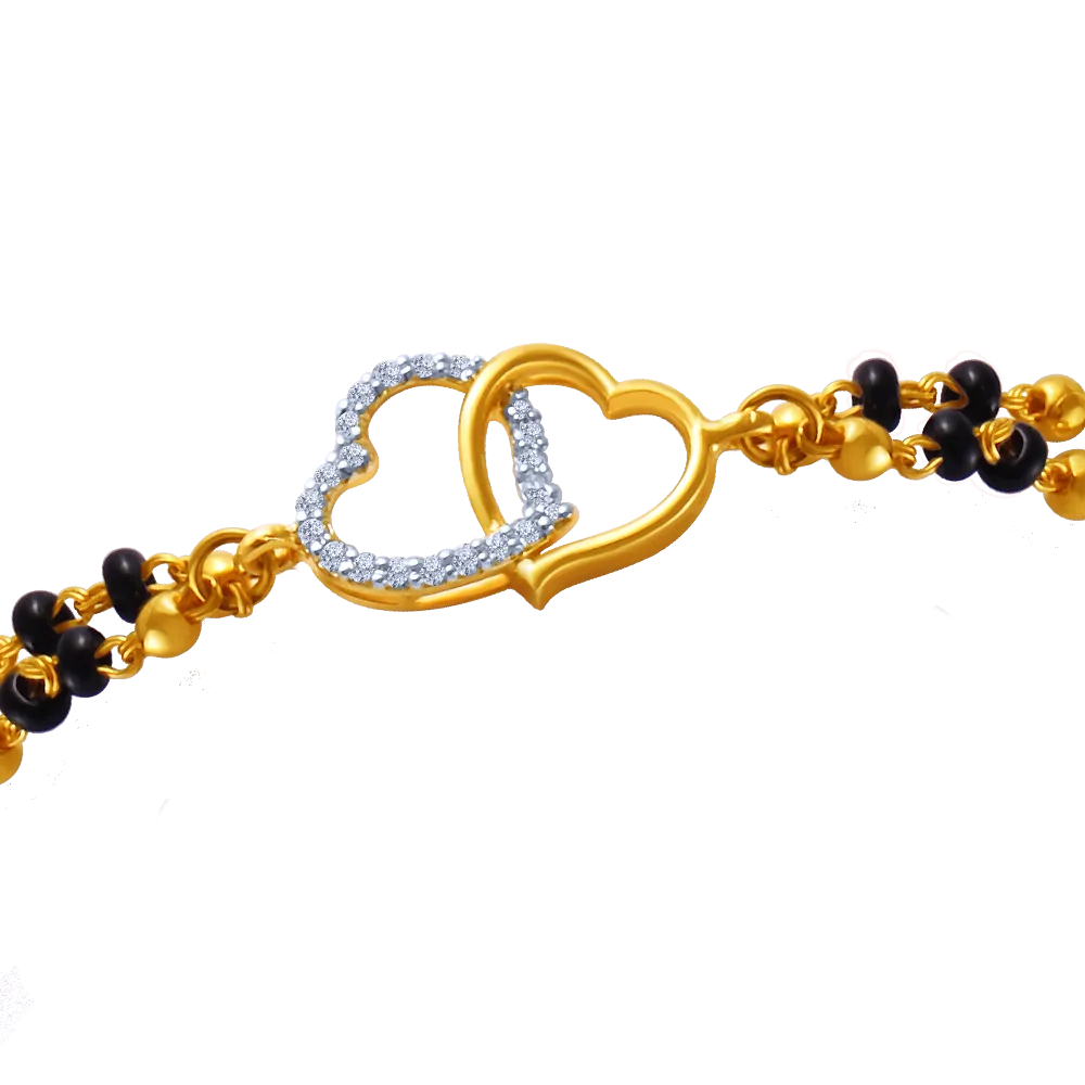 Diamond Studded 18k Love Shaped Mangalsutra Bracelet