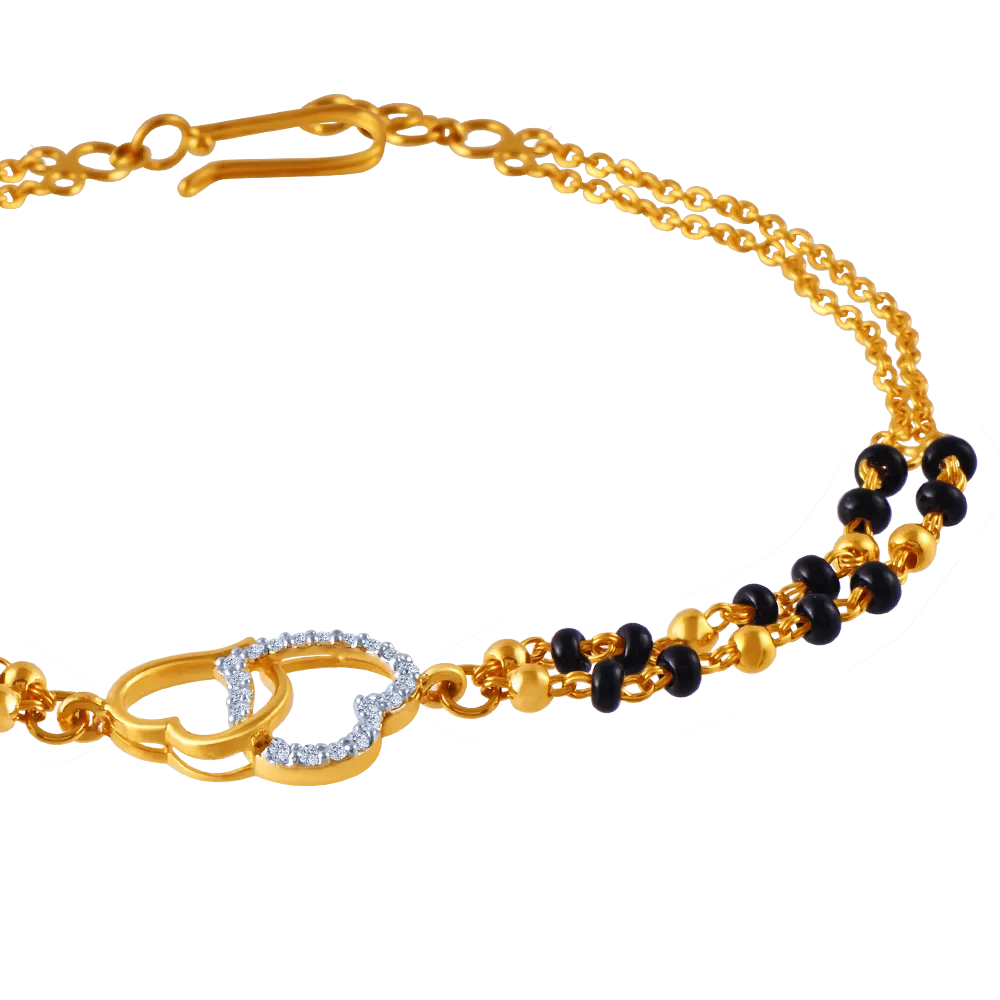 Diamond Studded 18k Love Shaped Mangalsutra Bracelet