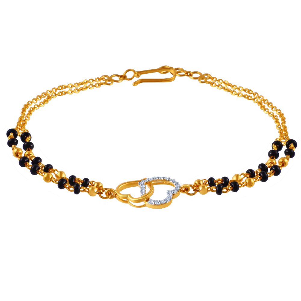 Diamond Studded 18k Love Shaped Mangalsutra Bracelet