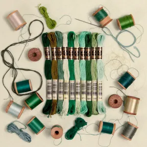 DMC Embroidery Floss, Green Palette