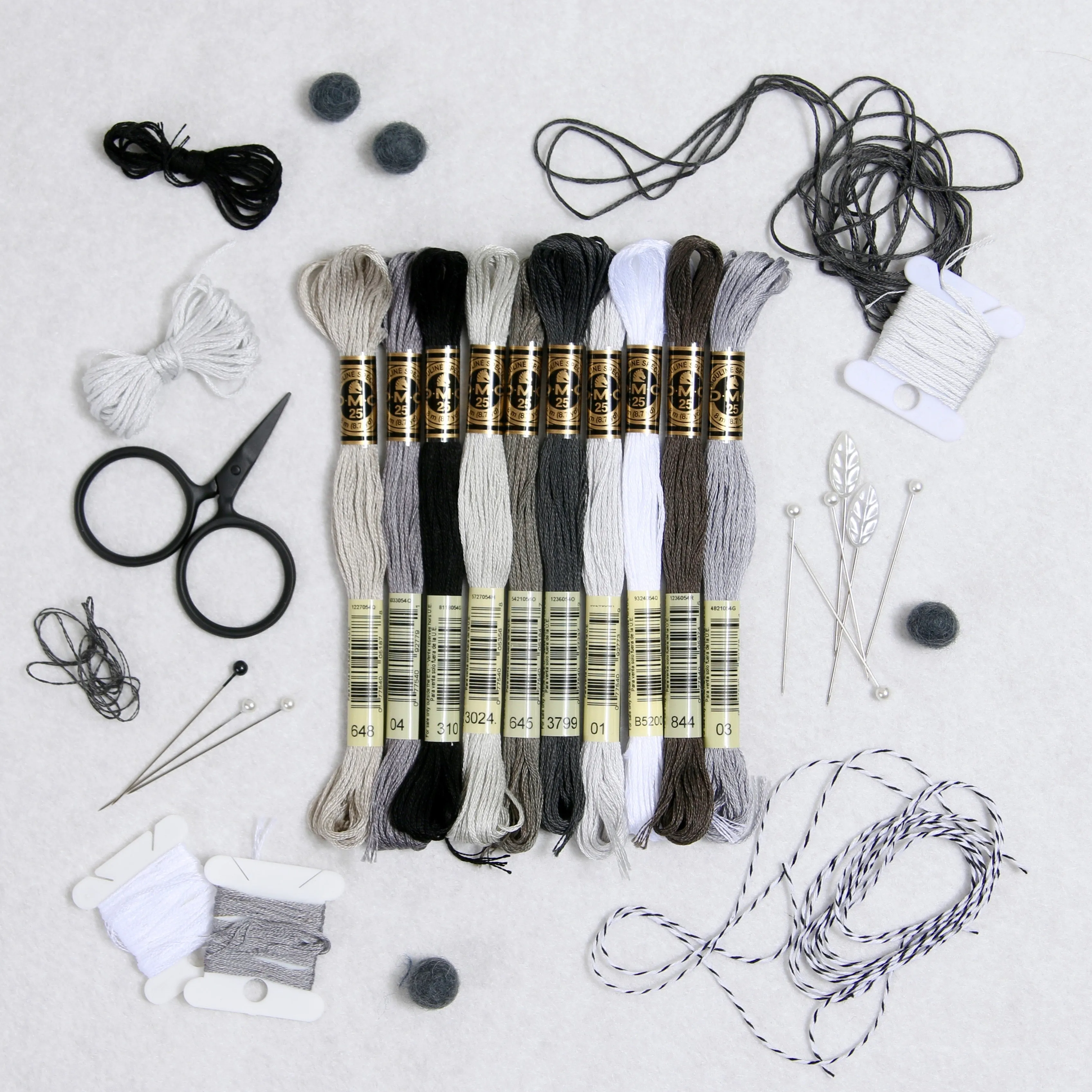 DMC Embroidery Floss, Grey Palette