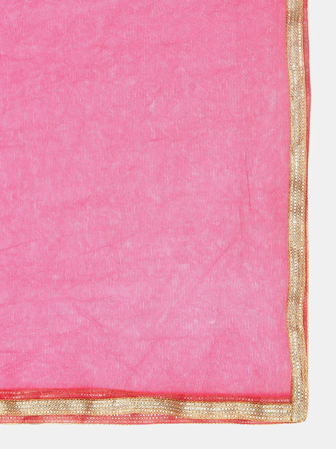 Girls Pink & Yellow Embroidered Ready To Wear Lehenga & Blouse With Dupatta - Bitiya By Bhama