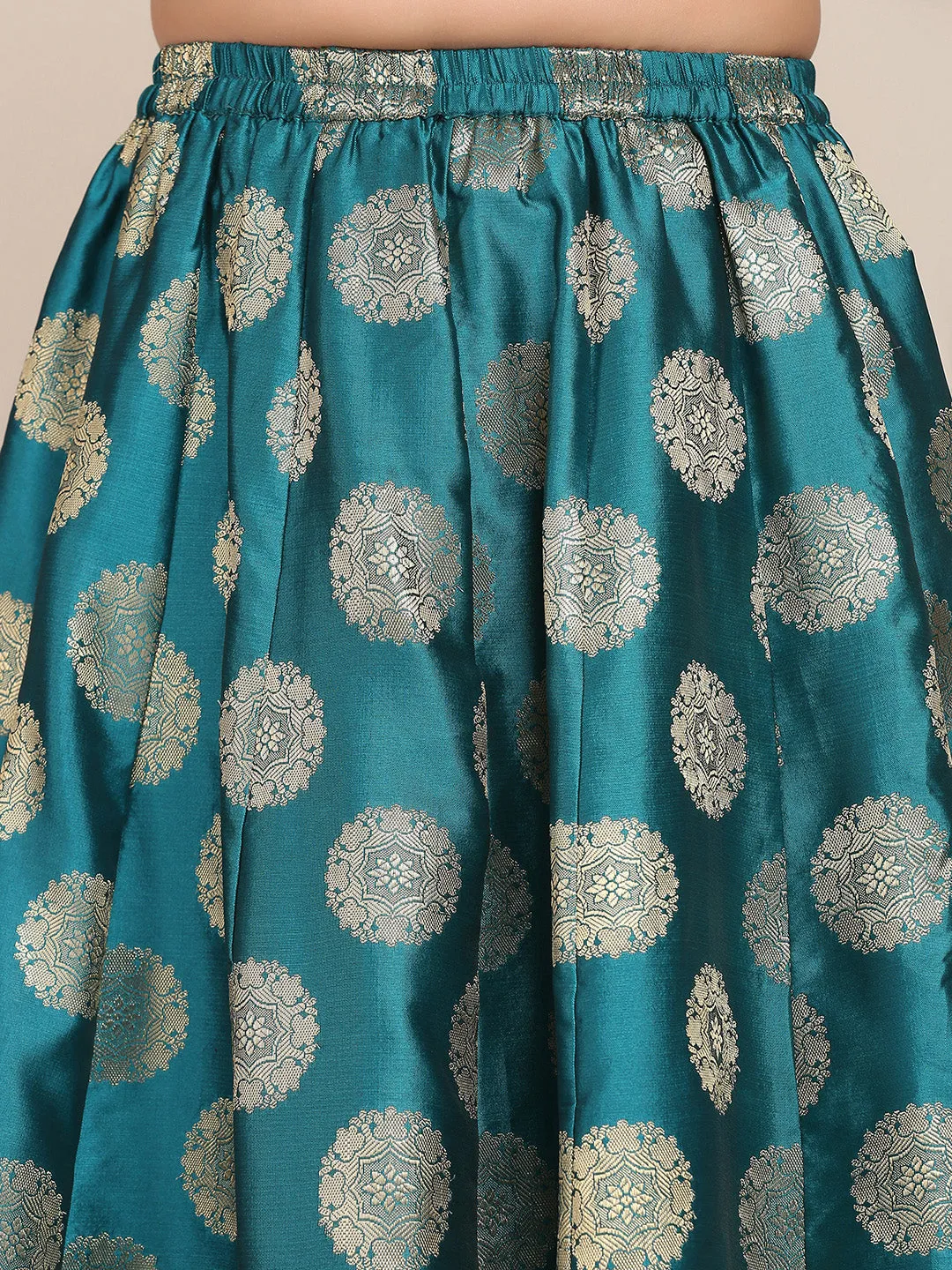 Girls Pink & Yellow Embroidered Ready To Wear Lehenga & Blouse With Dupatta - Bitiya By Bhama