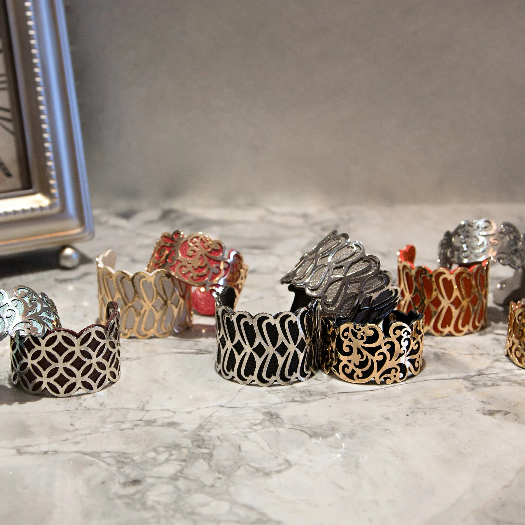 Gold & Black 1.5" Flourish Cuff Bracelet