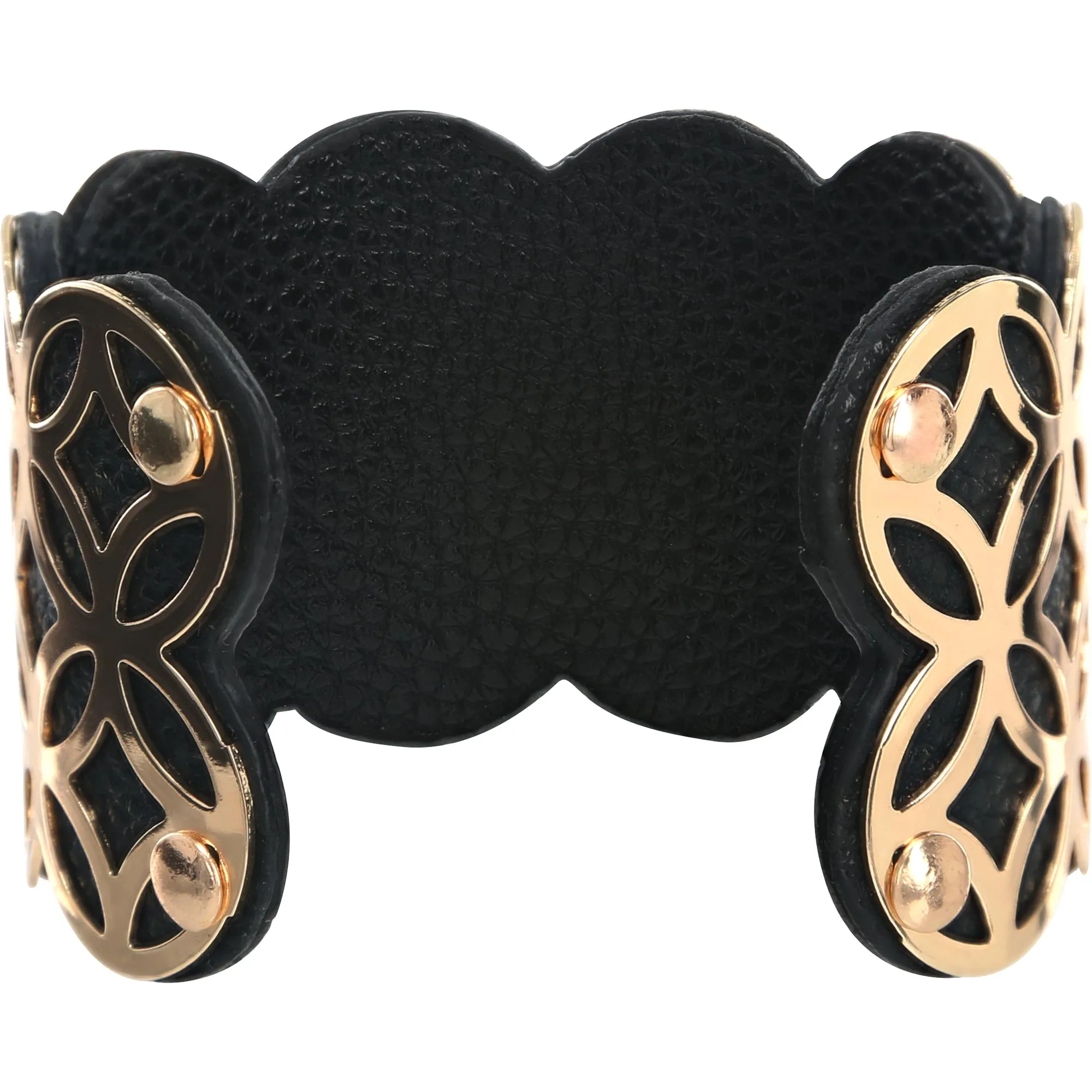 Gold & Black 1.75" Geometric Cuff Bracelet