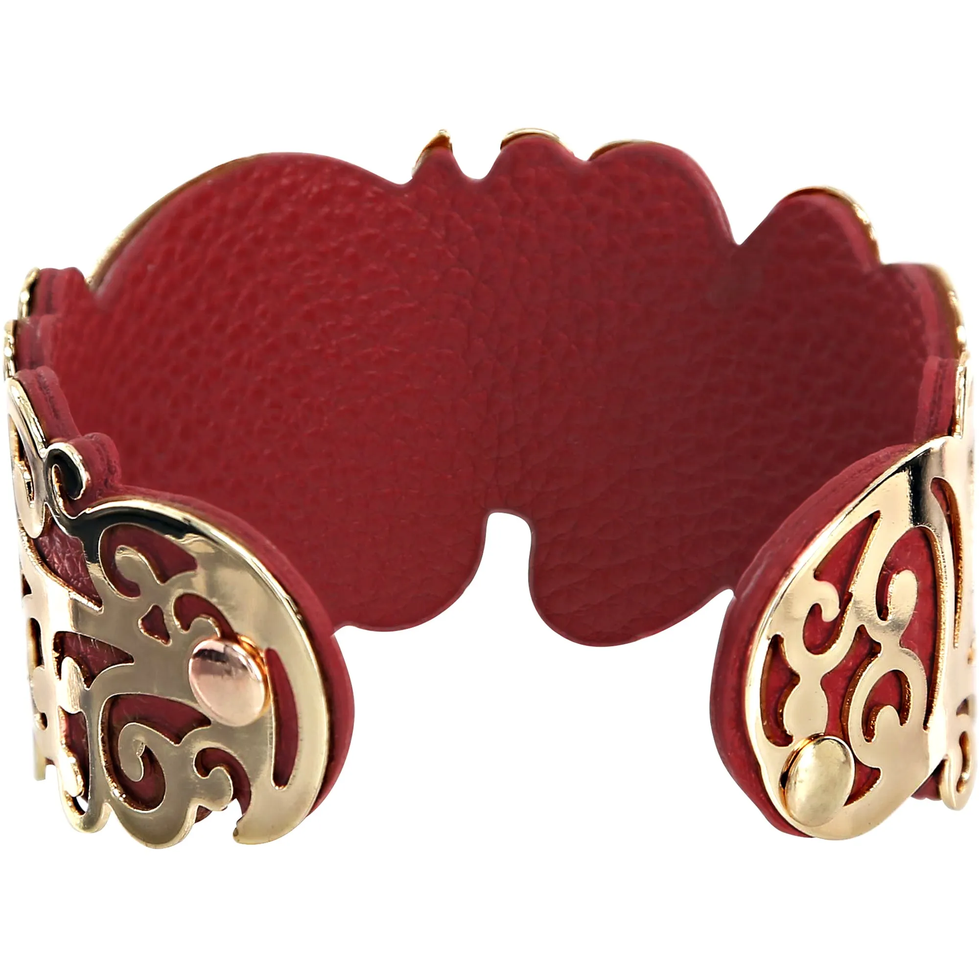 Gold & Red 1.5" Flourish Cuff Bracelet