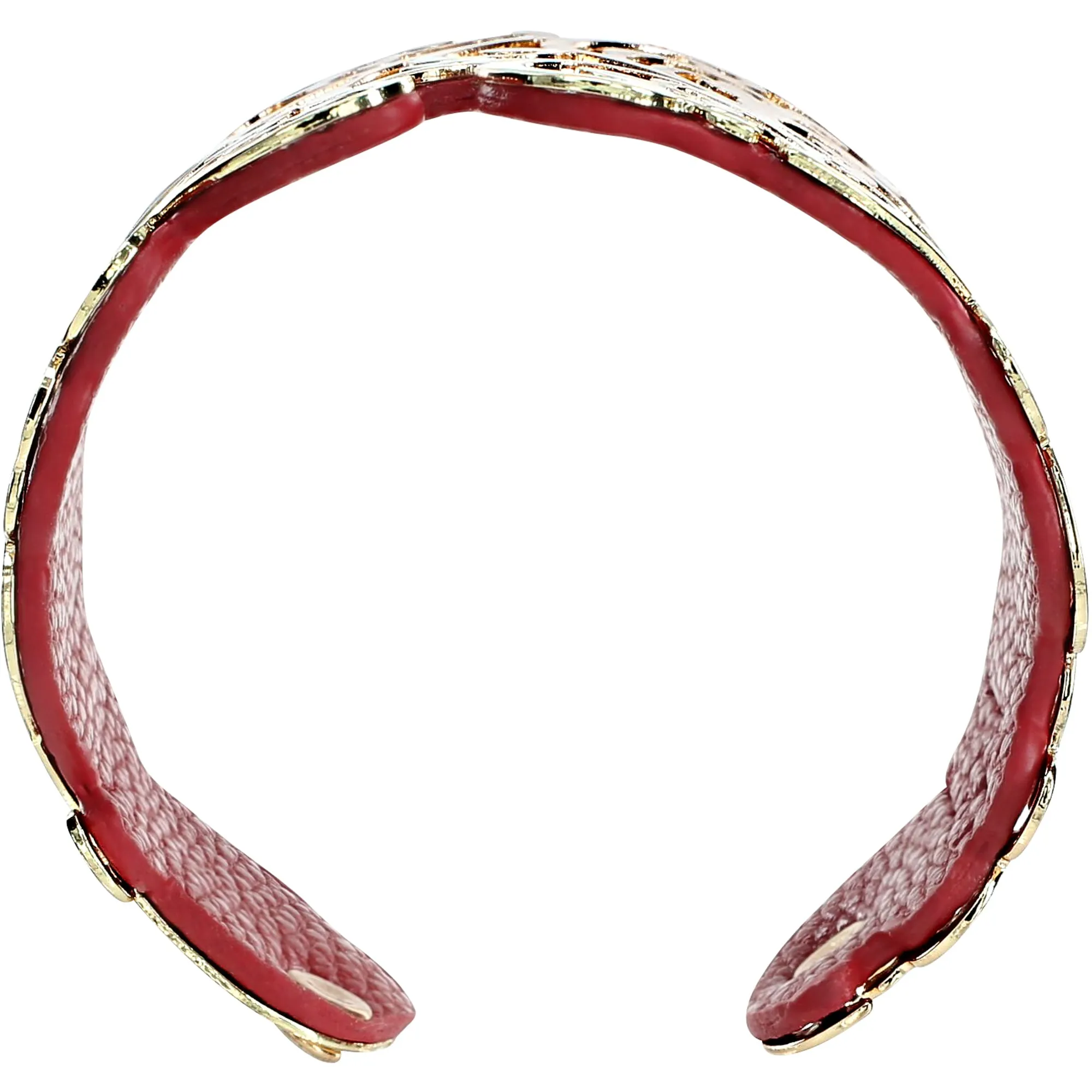 Gold & Red 1.5" Flourish Cuff Bracelet