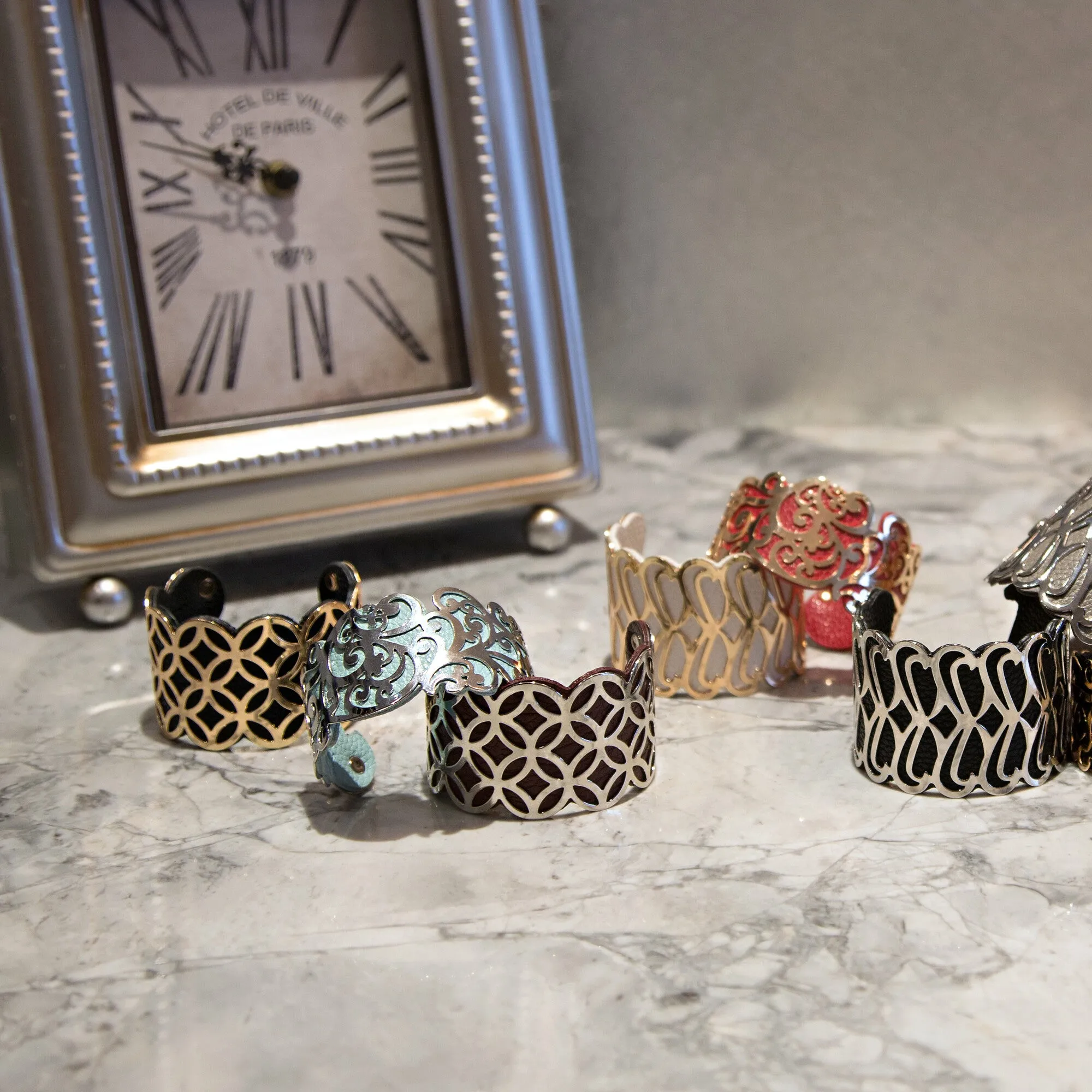 Gold & Red 1.5" Flourish Cuff Bracelet
