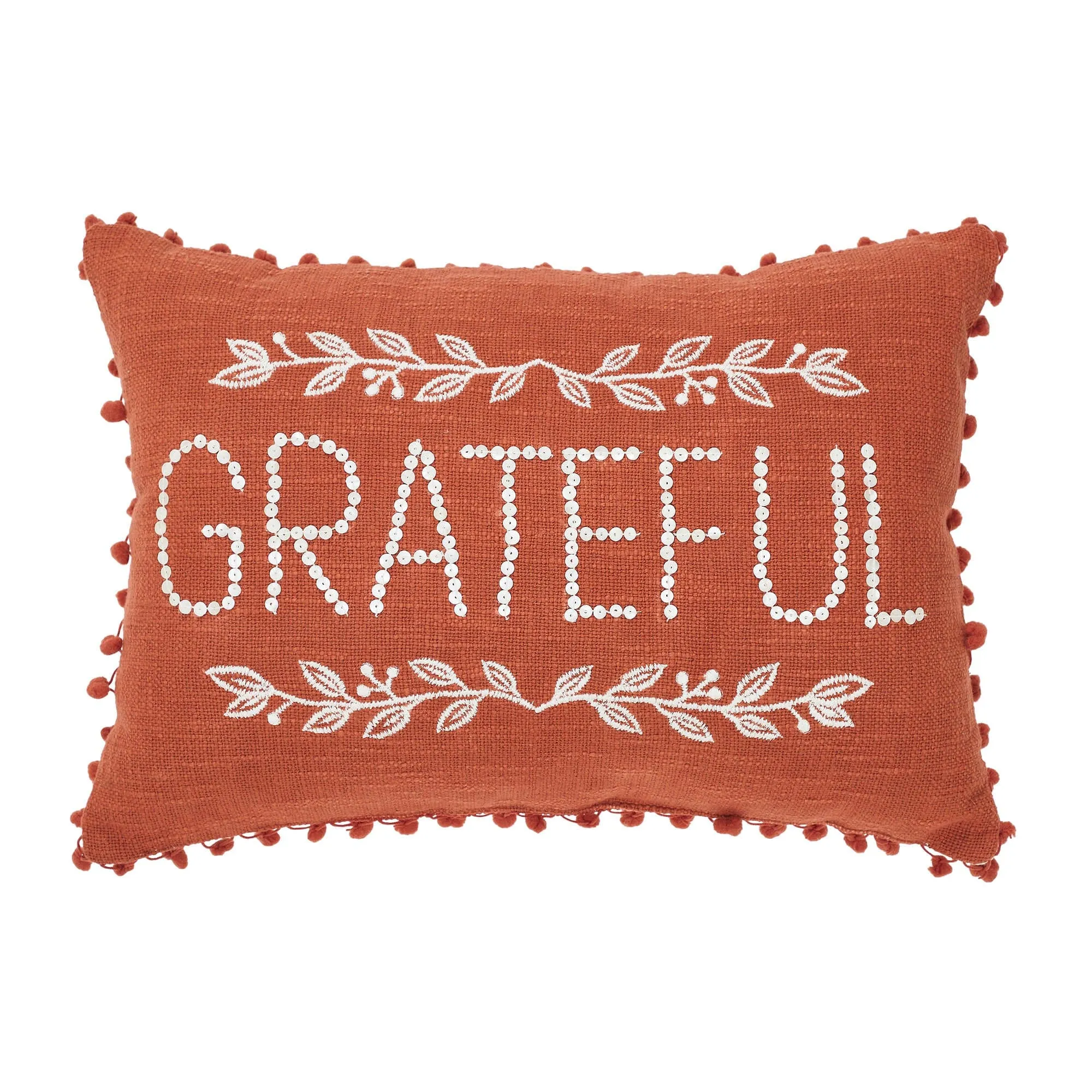 Grateful Pom Pom Pillow 14x20"