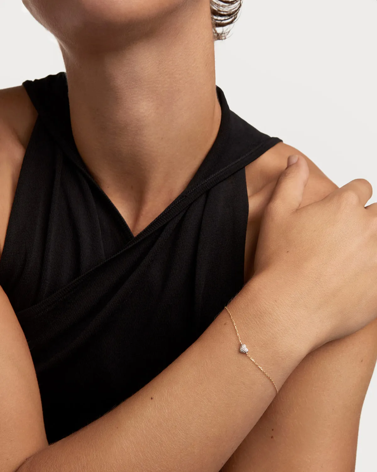 GRID 1 Diamonds and Gold Heart Bracelet