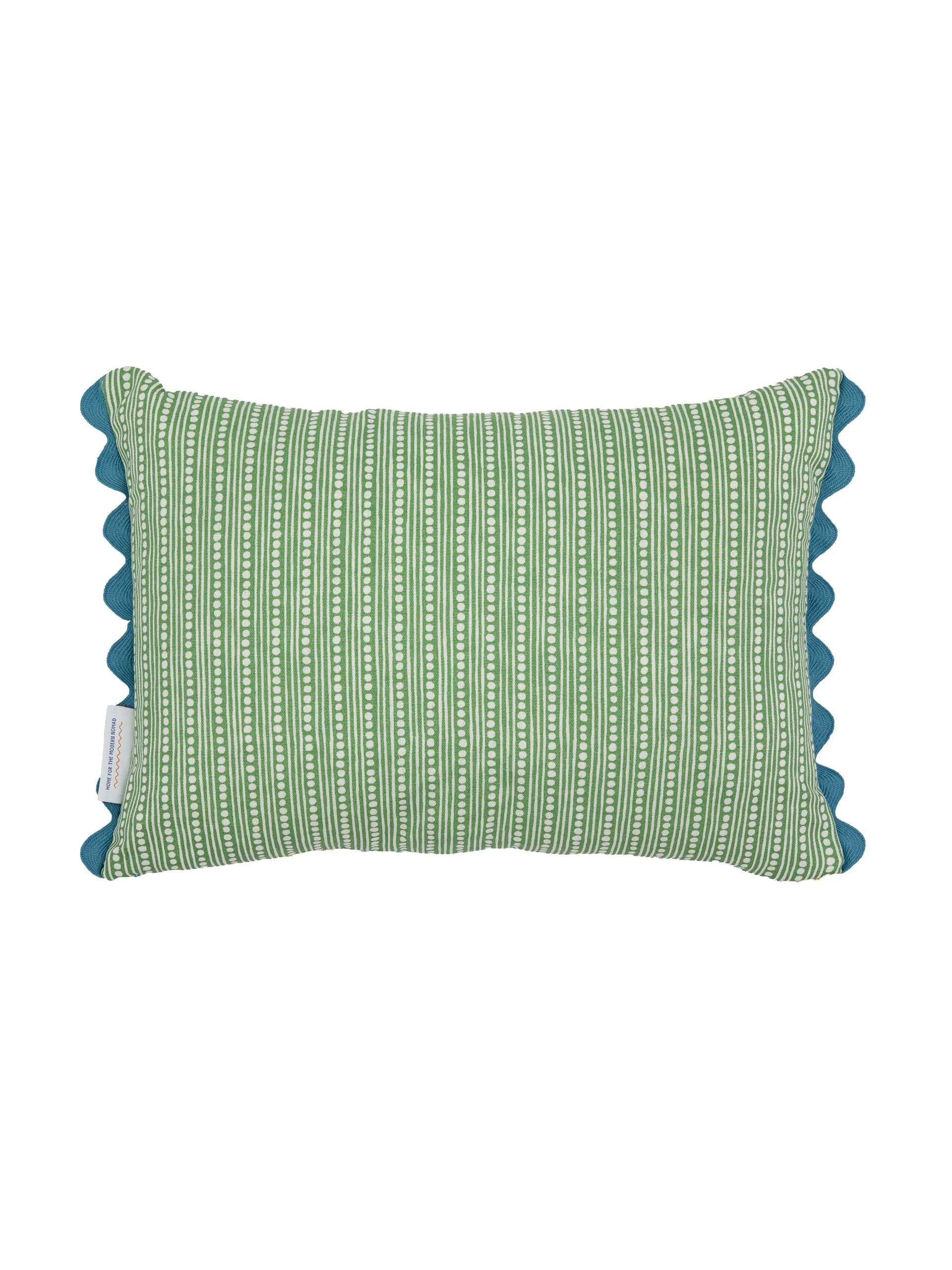 Guatemalan pink gingham and green reversible oblong cushion