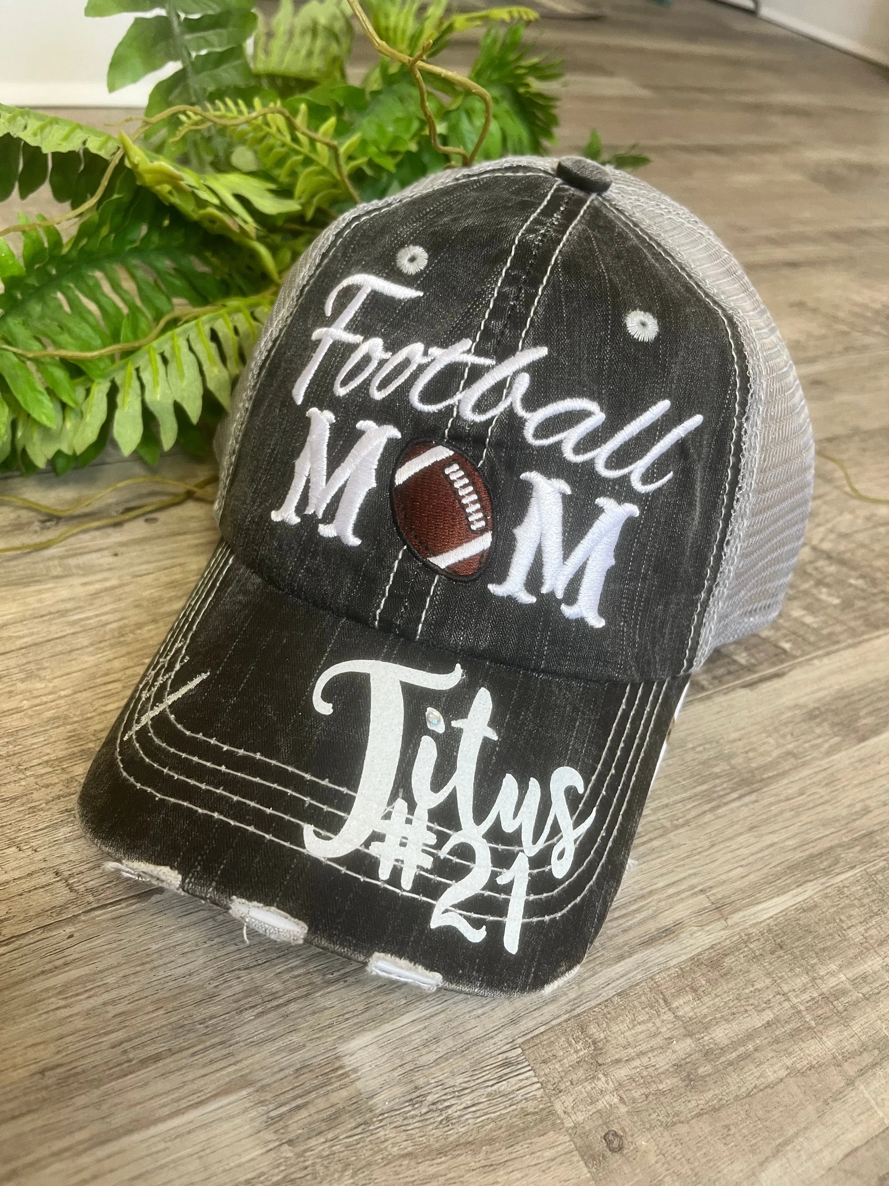 Hats Sports Boat Barn Racing Camping Lake Personalized Football mom hat Embroidered distressed womens trucker cap SHIPS in 2-3 days