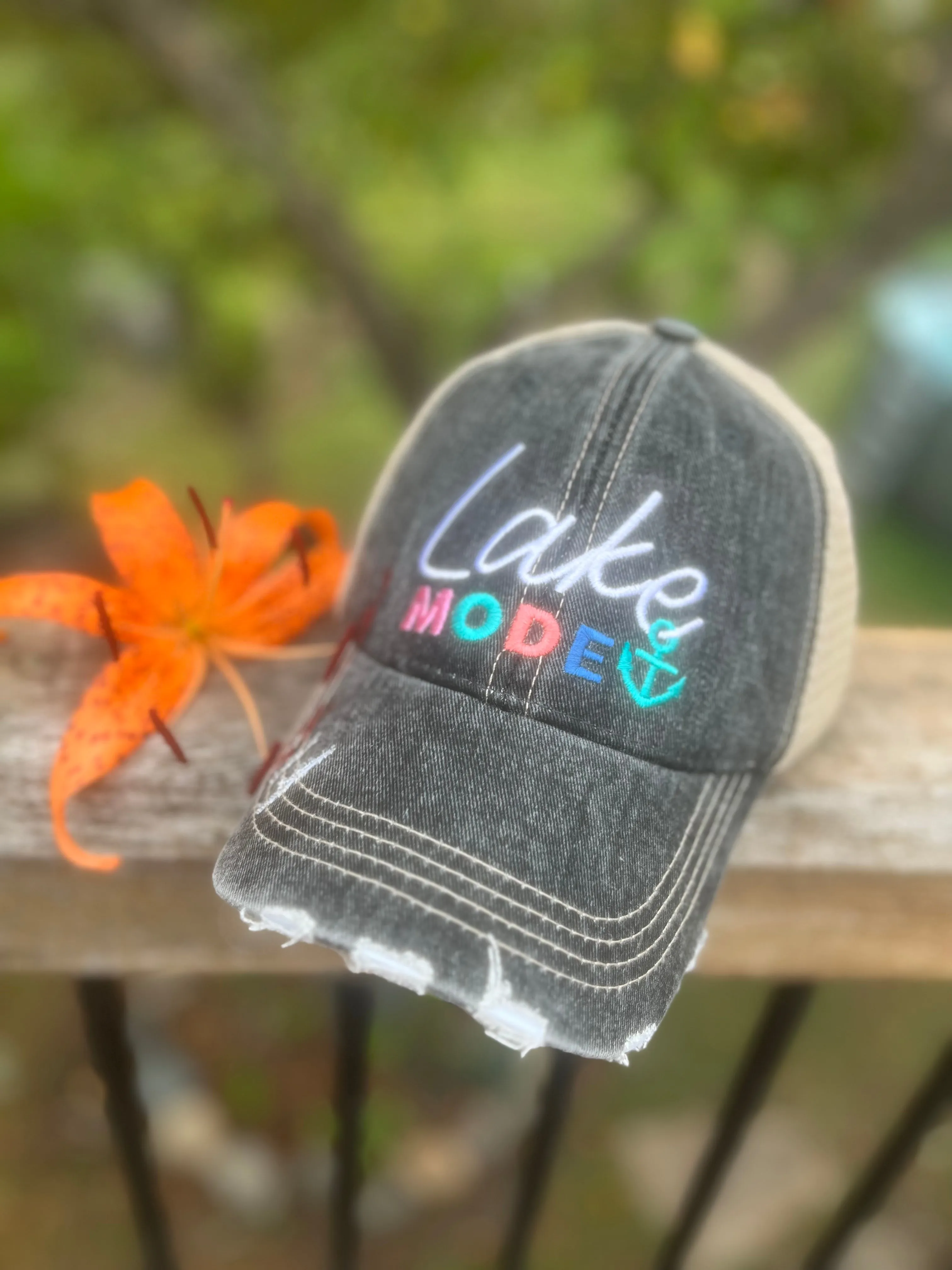 Hats Sports Boat Barn Racing Camping Lake Personalized Football mom hat Embroidered distressed womens trucker cap SHIPS in 2-3 days
