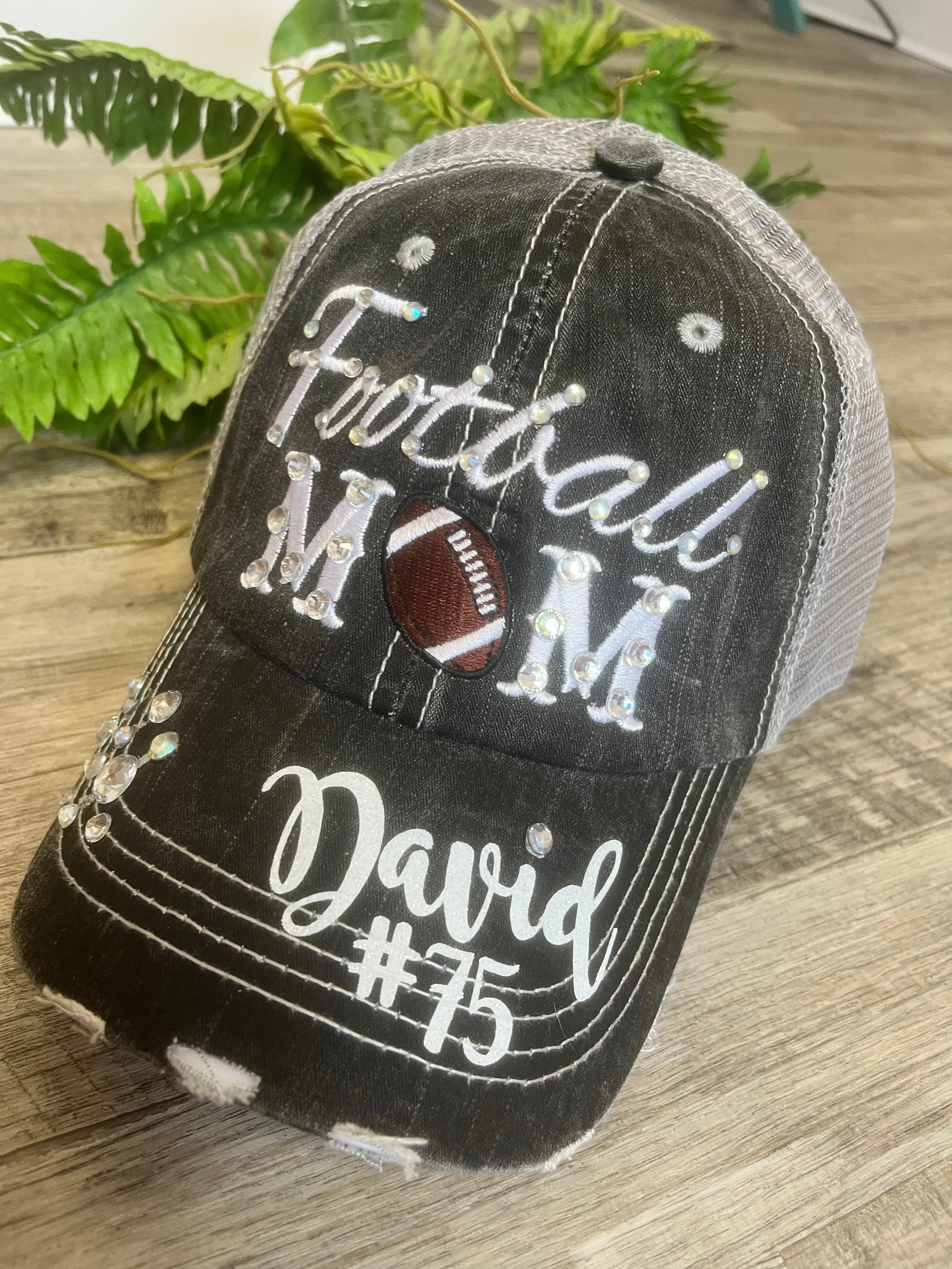 Hats Sports Boat Barn Racing Camping Lake Personalized Football mom hat Embroidered distressed womens trucker cap SHIPS in 2-3 days