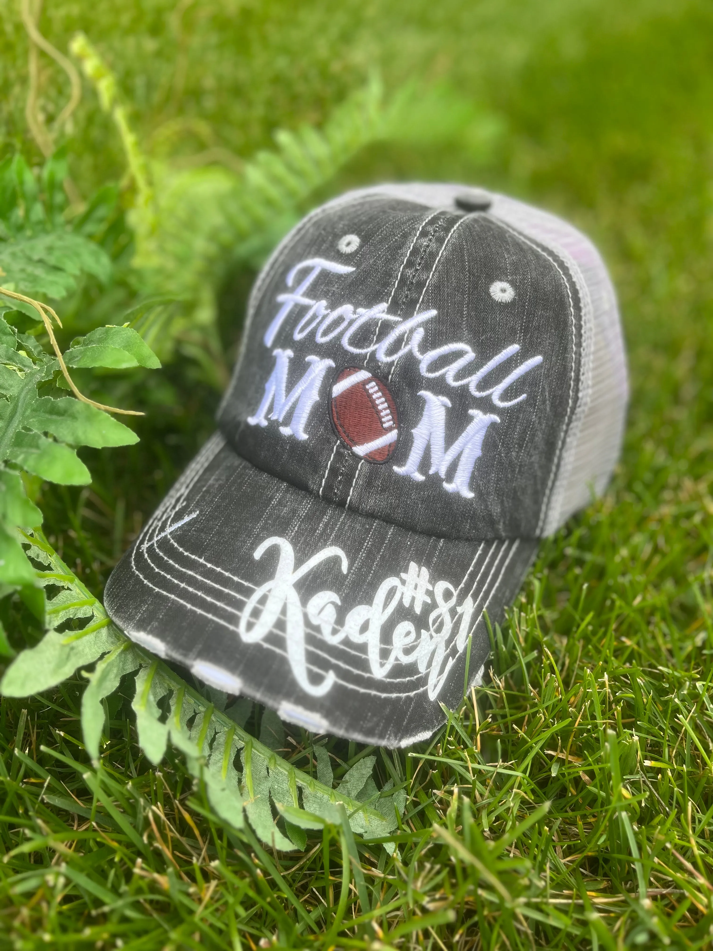 Hats Sports Boat Barn Racing Camping Lake Personalized Football mom hat Embroidered distressed womens trucker cap SHIPS in 2-3 days