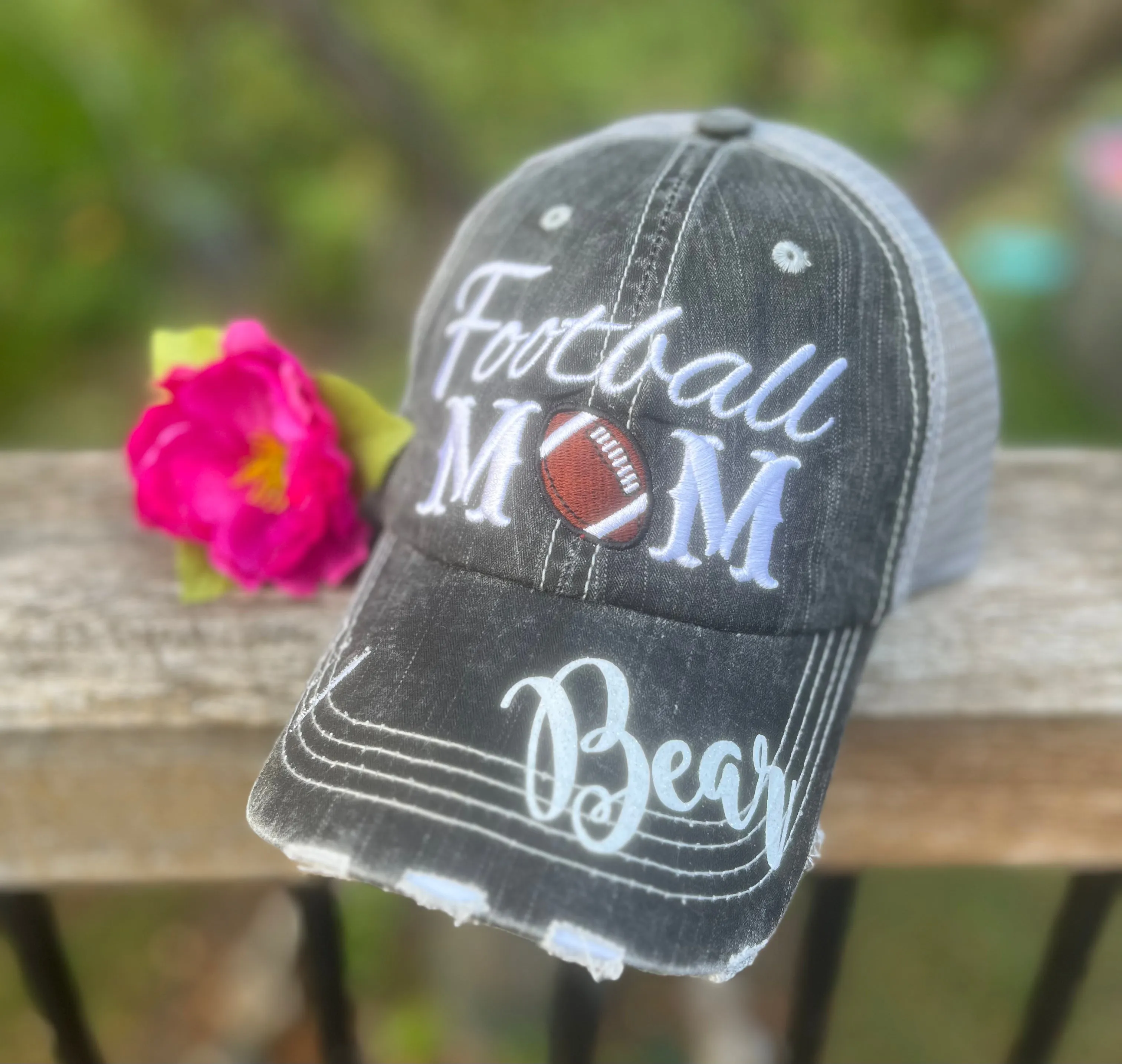 Hats Sports Boat Barn Racing Camping Lake Personalized Football mom hat Embroidered distressed womens trucker cap SHIPS in 2-3 days