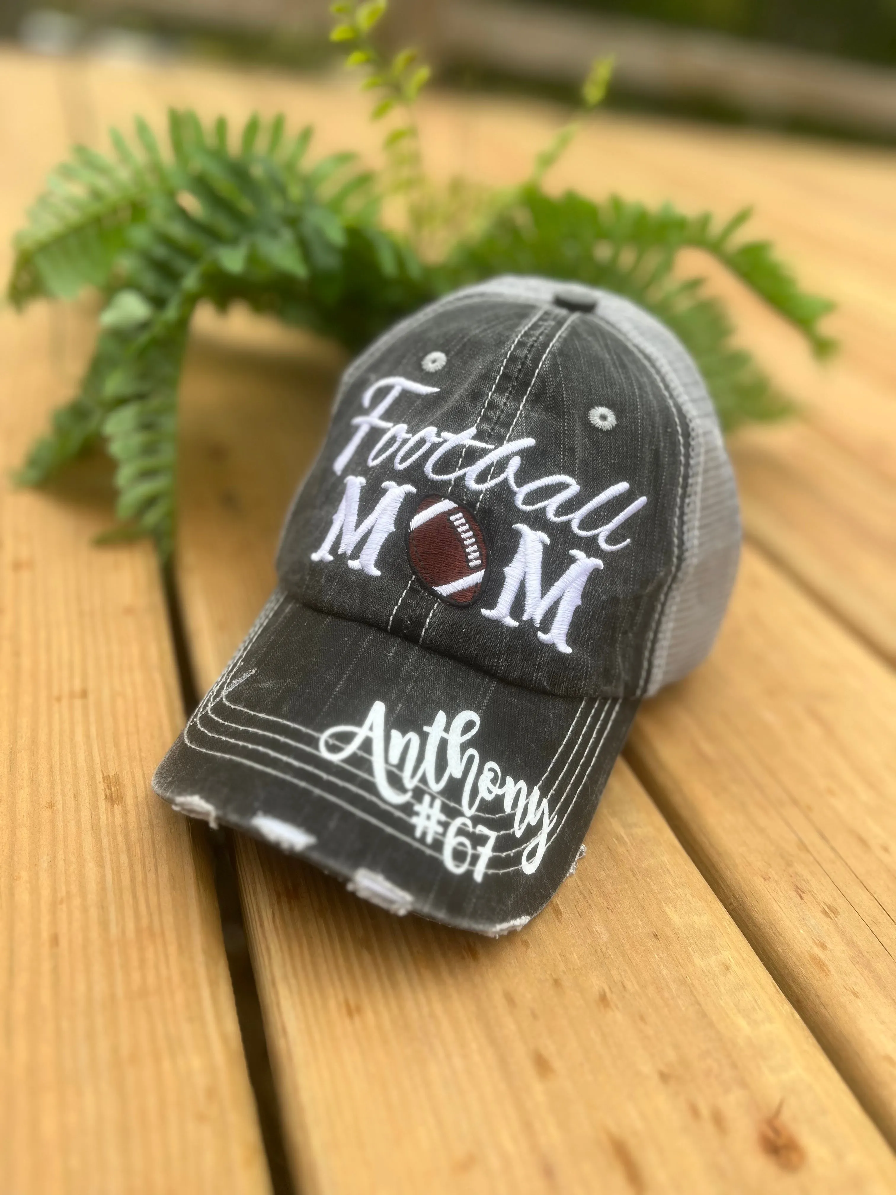 Hats Sports Boat Barn Racing Camping Lake Personalized Football mom hat Embroidered distressed womens trucker cap SHIPS in 2-3 days