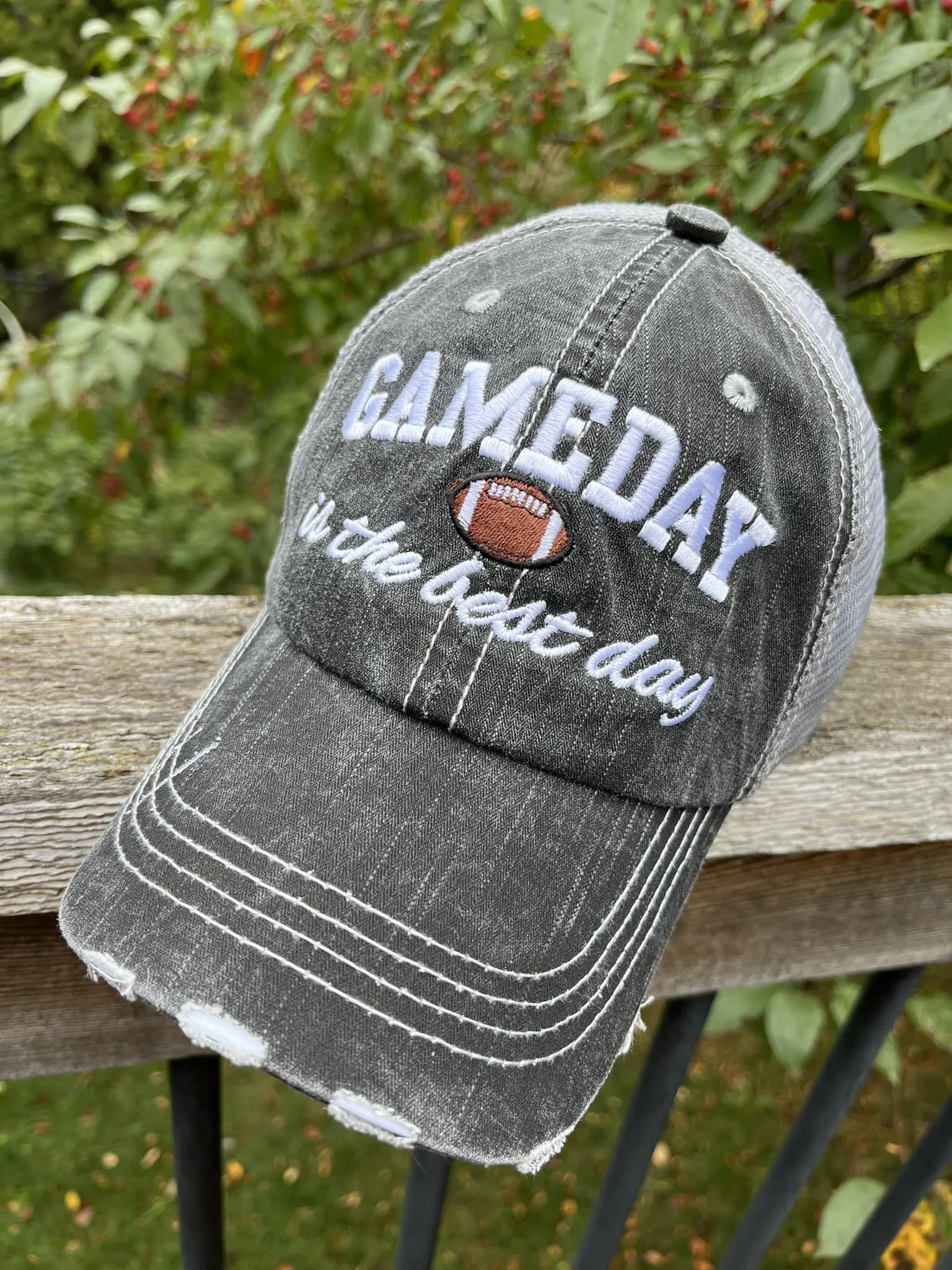 Hats Sports Boat Barn Racing Camping Lake Personalized Football mom hat Embroidered distressed womens trucker cap SHIPS in 2-3 days