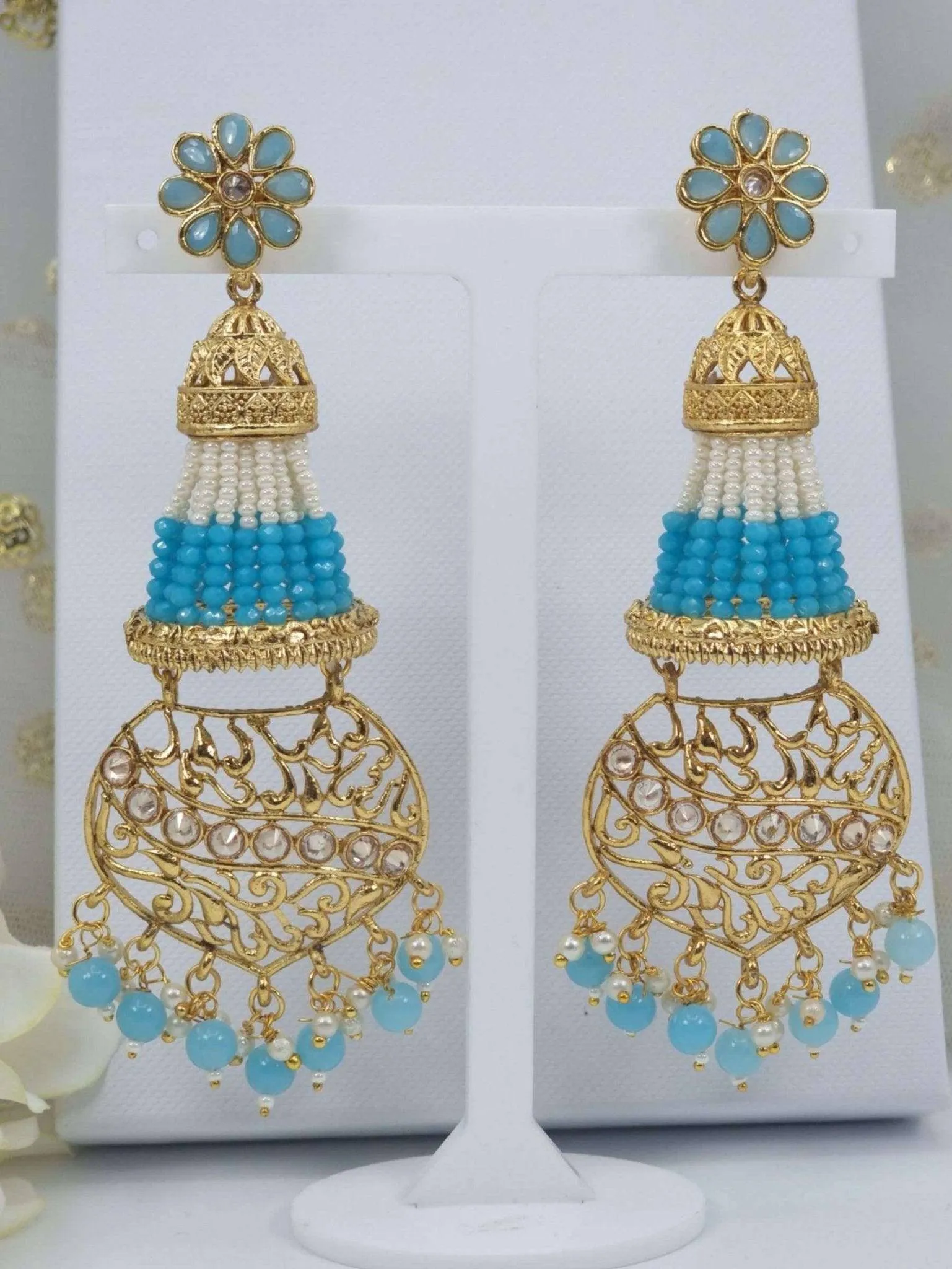 Indian Gold Hoop Jhumka Earrings