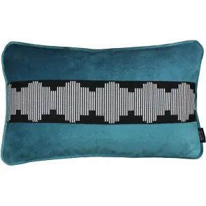 Maya Striped Blue Teal Velvet Pillow