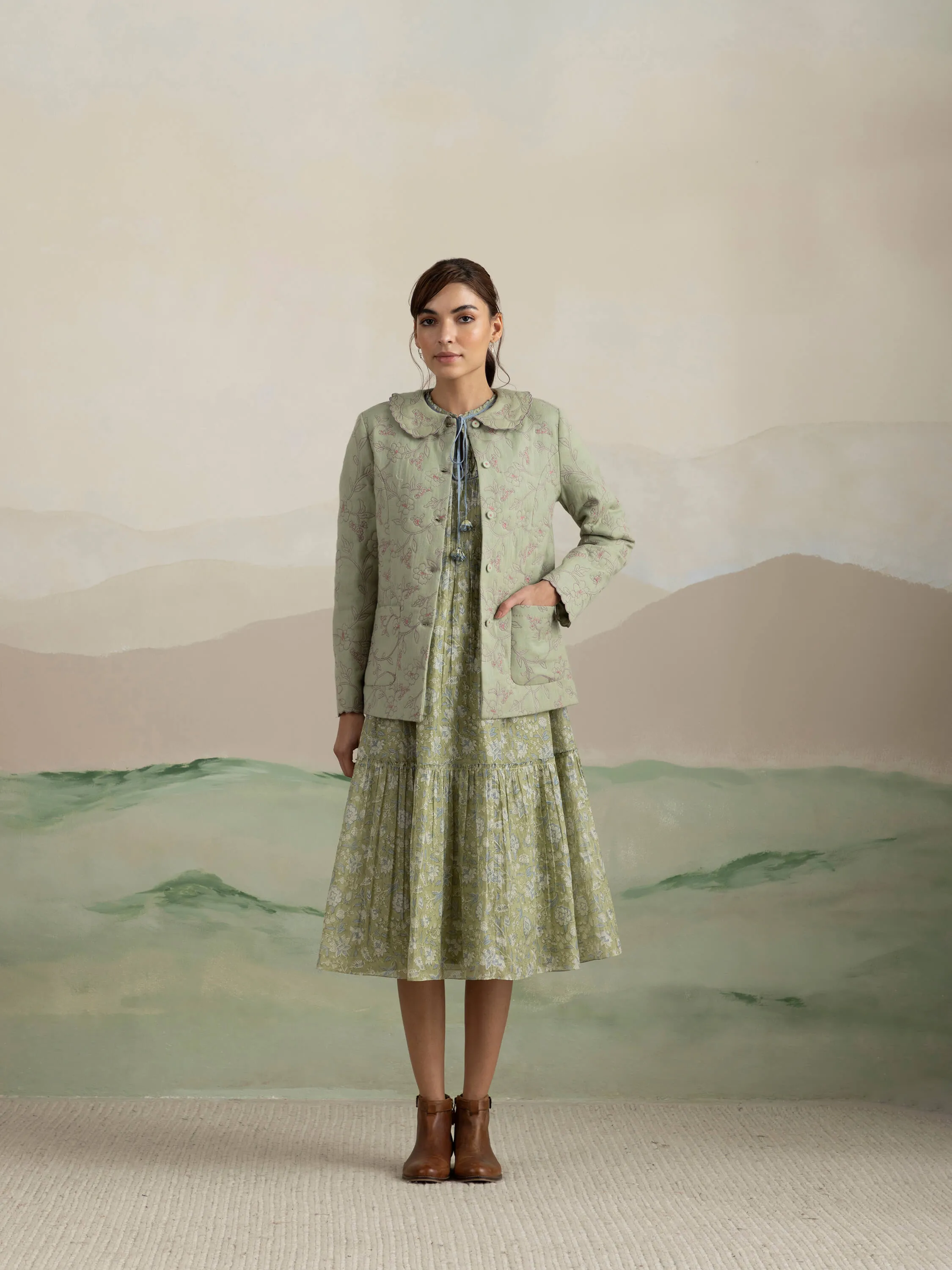 Moss Quilted Wool Jacket