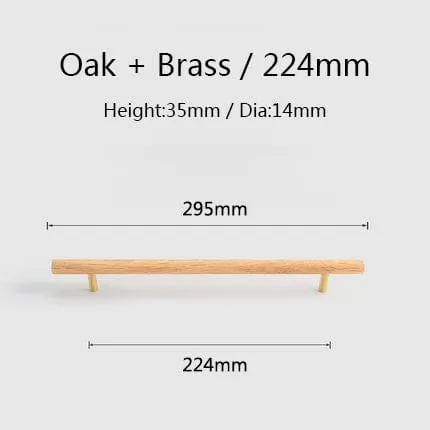 Natural Walnut   Brass Furniture Handle Wooden Kitchen Cabinet Pull