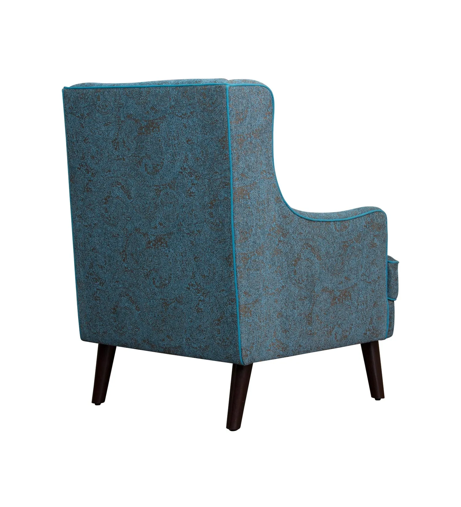 Neddy Floral Print Fabric Wing Chair in Multi Colour