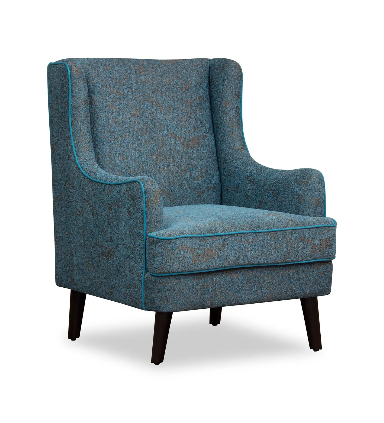 Neddy Floral Print Fabric Wing Chair in Multi Colour