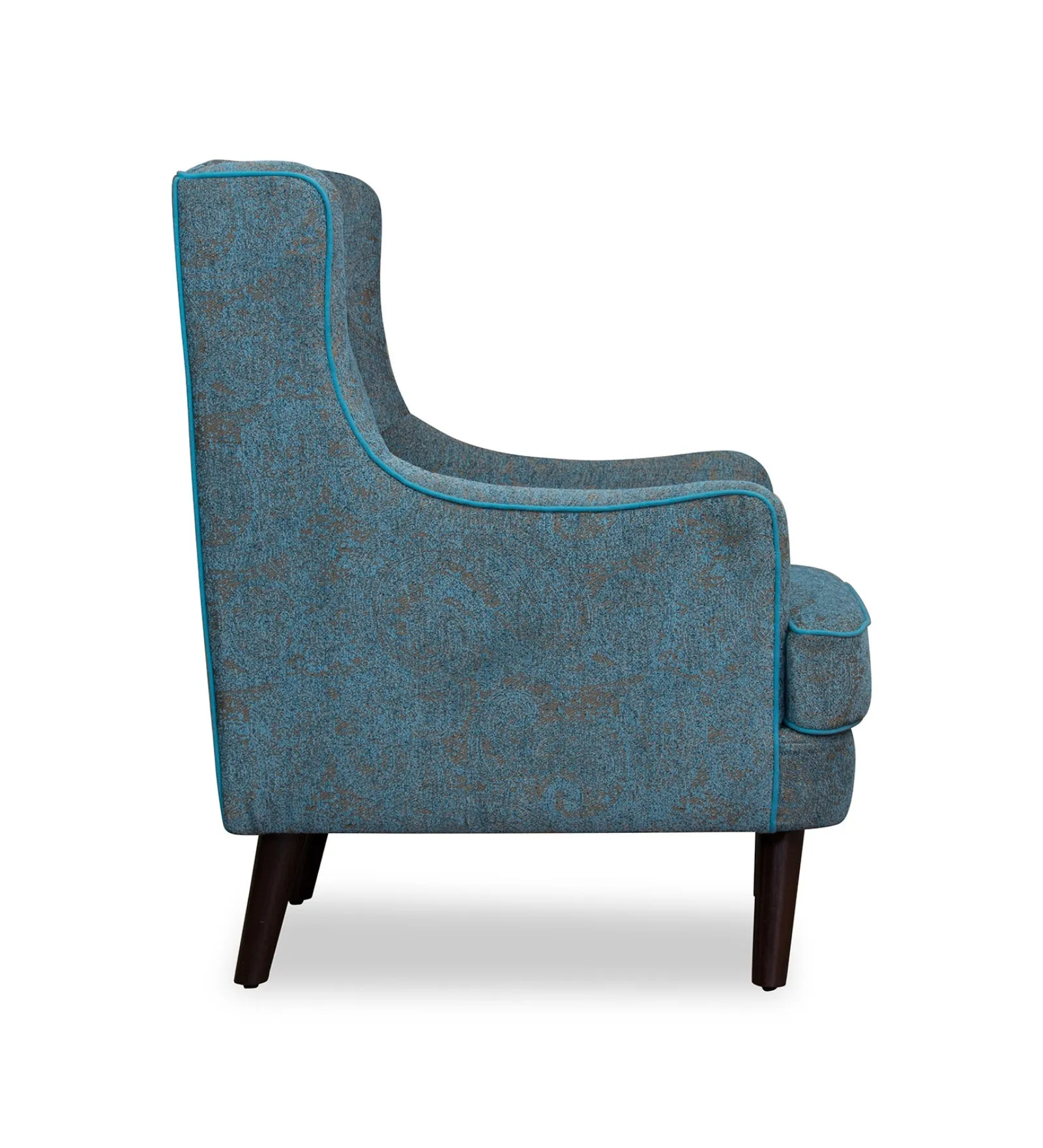 Neddy Floral Print Fabric Wing Chair in Multi Colour