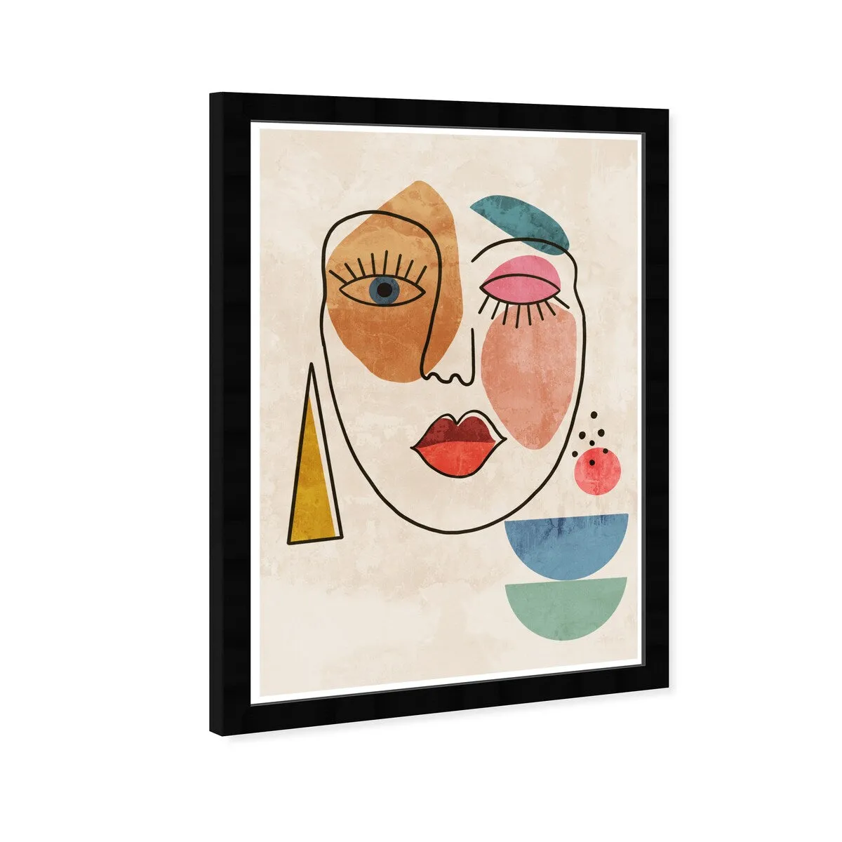 "Abstract Face II", Geometric Woman Face Modern & Contemporary White Framed Wall Art Print for Bedroom