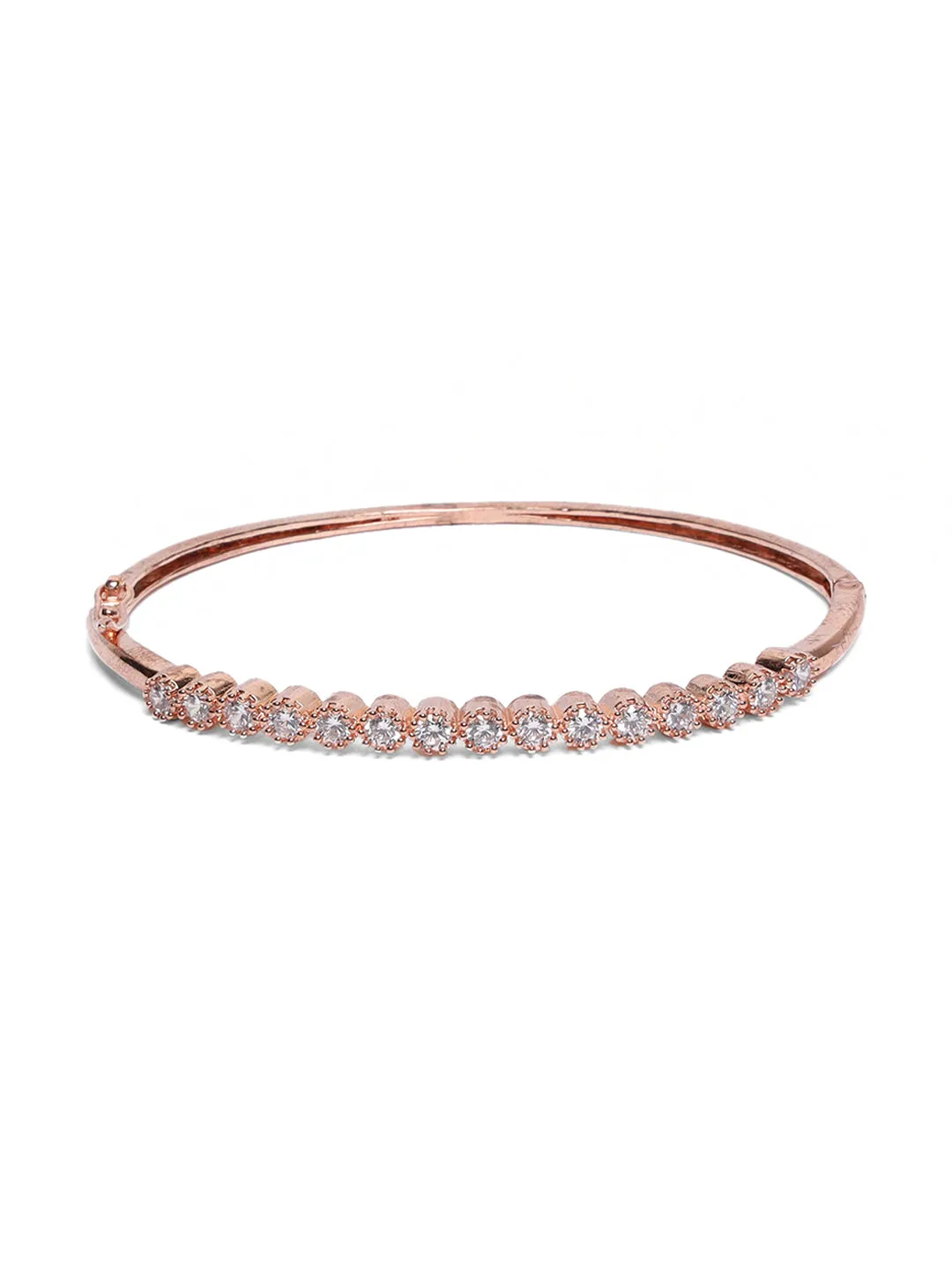 Rose Gold-Plated American Diamond Studded Bracelet