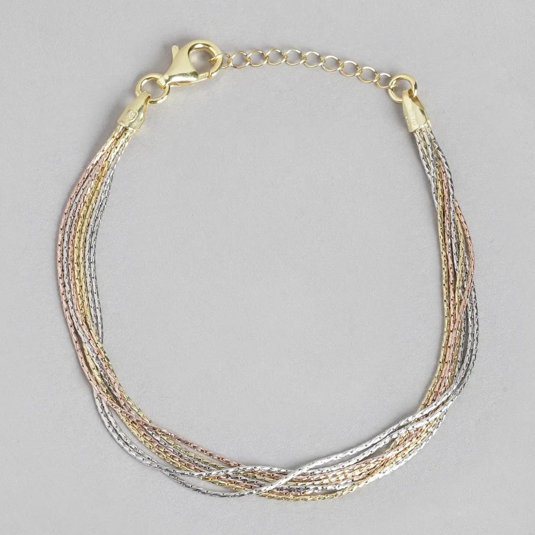 Sevenfold Radiance Triple Tone-Plated 7 Chain 925 Sterling Silver Bracelet
