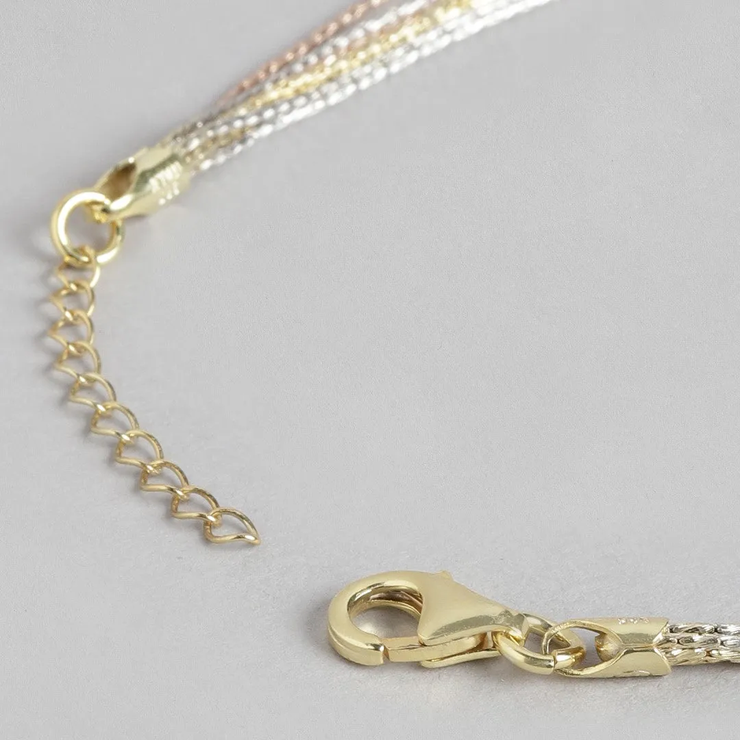 Sevenfold Radiance Triple Tone-Plated 7 Chain 925 Sterling Silver Bracelet