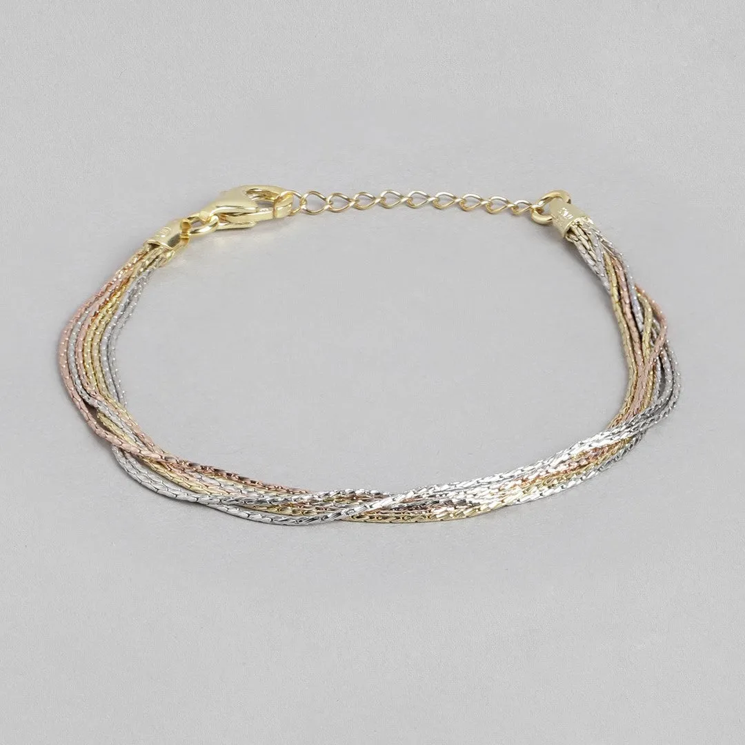 Sevenfold Radiance Triple Tone-Plated 7 Chain 925 Sterling Silver Bracelet