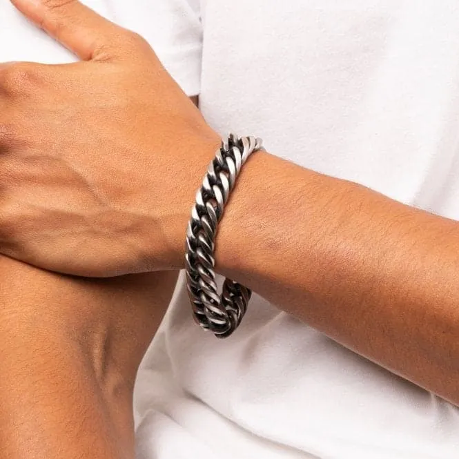 Stainless Steel Oxidised Heavy Weight Foxtail Bracelet B5454