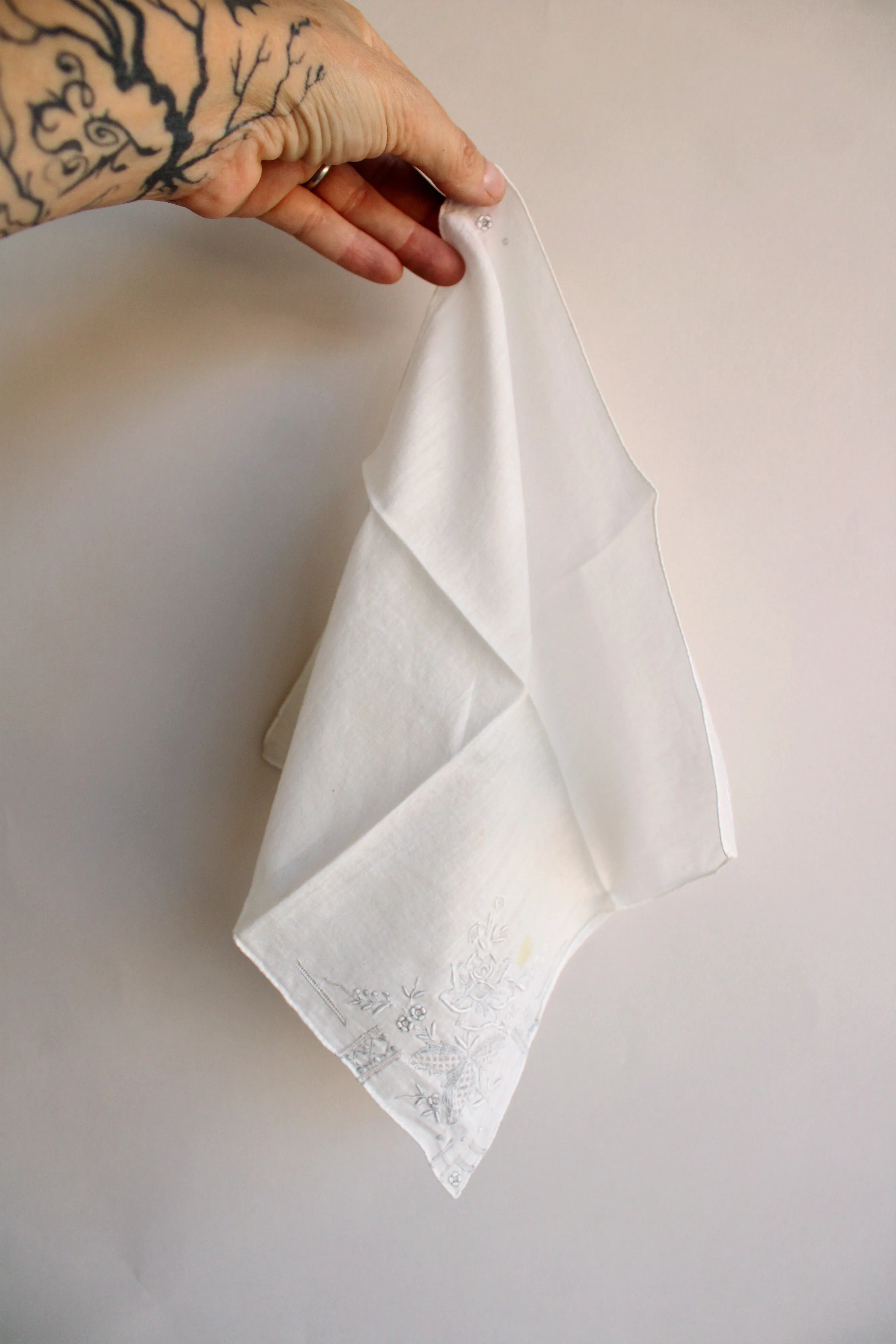 Vintage Embroidered White Hankie